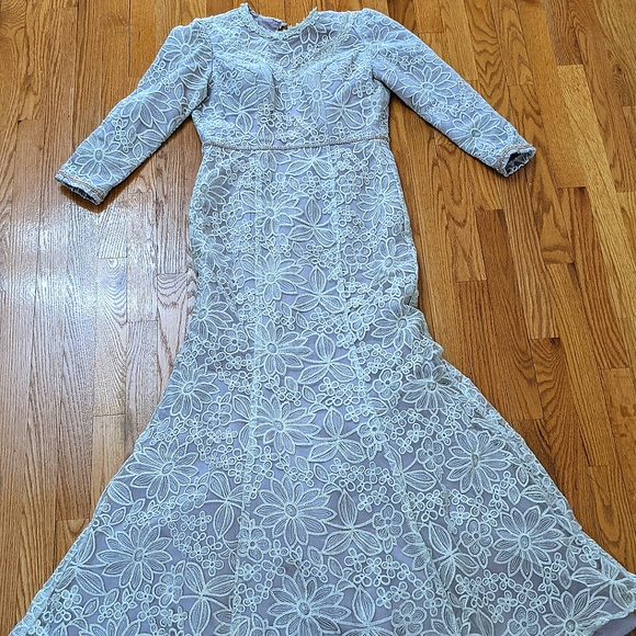 JS Collections gold/lilac fit n flare evening gown - Picture 1 of 9